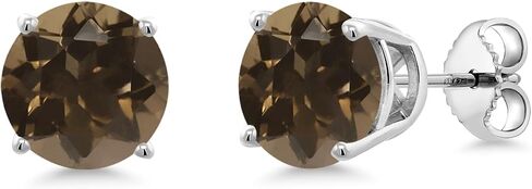 Gem Stone King 925 Sterling Silver 8MM Round Gemstone Birthstone 4 Prong Basket Solitaire Stud Earrings For Women Men in Saudi Arabia