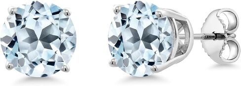 Gem Stone King 925 Sterling Silver 8MM Round Gemstone Birthstone 4 Prong Basket Solitaire Stud Earrings For Women Men in Saudi Arabia