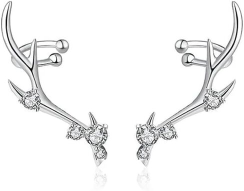 TUWIQSDI DEER أقراط الأزياء المجوهرات 925 Sterling Silver Shiny CZ CRISTAL DAIMOND DEER ONLER STURINGS للنساء in Saudi Arabia