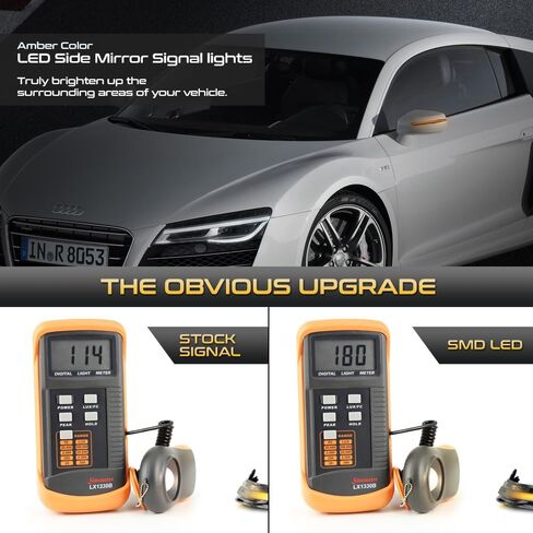 VIPMOTOZ Dynamic Full LED Side View Mirror Turn Signal Lights Compatible With 2008-2015 Audi TT TTS Quattro R8 Chrome Housing Smoke Tinted Lens Direct Replacement Left & Right Side Pair Set in Saudi Arabia
