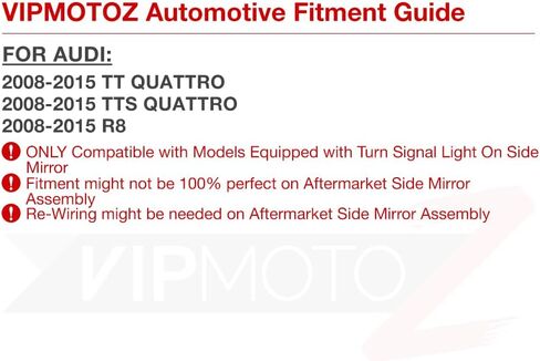 VIPMOTOZ Dynamic Full LED Side View Mirror Turn Signal Lights Compatible With 2008-2015 Audi TT TTS Quattro R8 Chrome Housing Smoke Tinted Lens Direct Replacement Left & Right Side Pair Set in Saudi Arabia