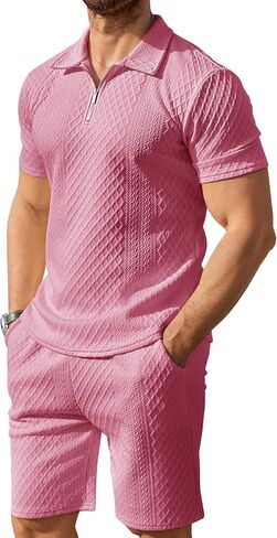 Mens 2 قطعة قصيرة مجموعة الصيف القميص البولو والسرات القصيرة مجموعة المسارات مجموعة قصيرة الأكمام والسراويل القصيرة للرجال in Kuwait