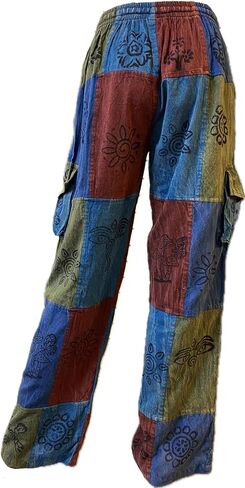 Karma Handicrafts Patchwork Hippy Cotton Festival Trouser Boho Yoga Pant Wide Leg Combat Nepal S23 in Saudi Arabia