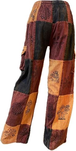 Karma Handicrafts Patchwork Hippy Cotton Festival Trouser Boho Yoga Pant Wide Leg Combat Nepal S23 in Saudi Arabia