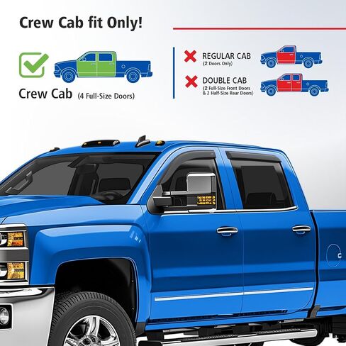 Goodyear Shatterproof Window Deflectors for Chevrolet (Chevy) Silverado 2500HD/3500HD 2015-2019 Crew Cab, Tape-on Rain Guards, Window Visors,Vent Deflector Visor, Car Accessories,4 pcs. - GY003299 in Saudi Arabia