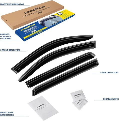 Goodyear Shatterproof Window Deflectors for Chevrolet (Chevy) Silverado 2500HD/3500HD 2015-2019 Crew Cab, Tape-on Rain Guards, Window Visors,Vent Deflector Visor, Car Accessories,4 pcs. - GY003299 in Saudi Arabia