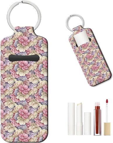 حامل الشفاه Balm Keychain - تخزين هدية Stocker للنساء ، حامل Chapstick مع Carabiner Clip (Pink Mushroom) in Kuwait