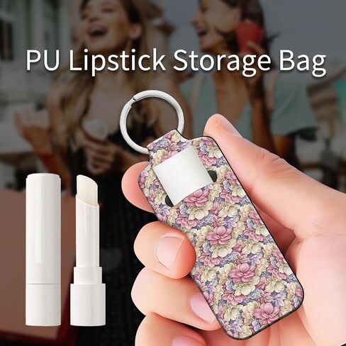 حامل الشفاه Balm Keychain - تخزين هدية Stocker للنساء ، حامل Chapstick مع Carabiner Clip (Pink Mushroom) in Kuwait