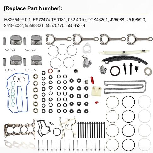 1.4L Engine Rebuild Kit w/ 55574335 Camkshaft/Con Rods/Pistons, HS26540PT-1 Head Gasket Kit for 2011-2016 Chevy Cruze/Sonic/Trax/Cruze Limited for Buick Encore 2013-2016 1.4L Turbo 16-Valve Engine in Kuwait