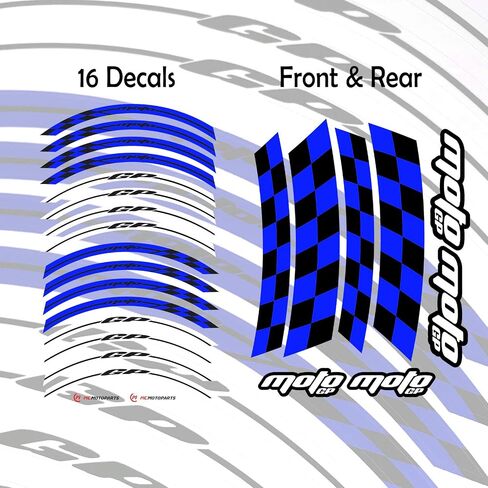 17 inch Rim Stickers Vinyl Glossy Decals Compatible with YZF R1 R6 R3 R1M MT-09 MT07 Tracer FZ8 FZ1 XSR 900 700 19 20 21 22 23 24 YZF R9 2024 2025 Blue in Saudi Arabia