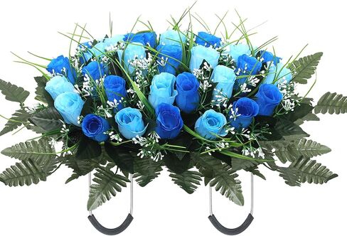 Artificial Cemetery Flower Headstone Flower Saddle Grave Rose Flowers for Cemetery Non-Bleed Colors Windpoof (Purple) in Saudi Arabia
