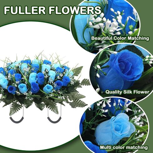 Artificial Cemetery Flower Headstone Flower Saddle Grave Rose Flowers for Cemetery Non-Bleed Colors Windpoof (Purple) in Saudi Arabia
