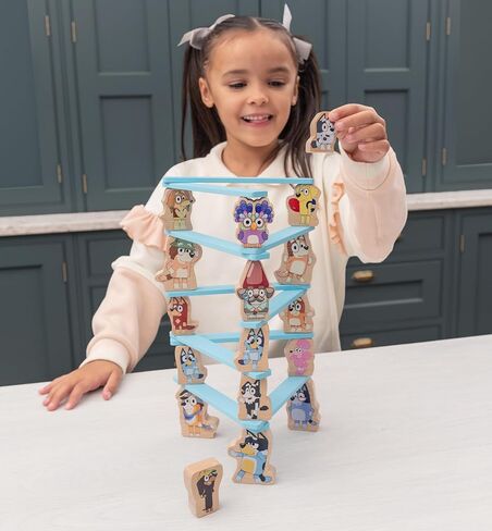 Bluey Tumbling Tower – 54 Colorful Wooden Blocks – Fun Family Game – FSC Certified for Children 3 Years and Up in Saudi Arabia