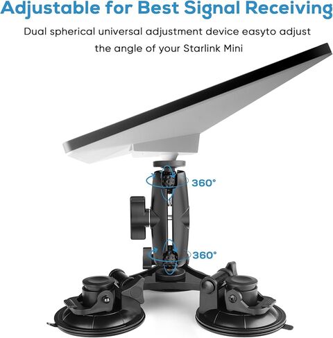 Mount Mini Mount ، Cup Starlink Mini Cupt مع محول ، Mini Mini Car القابل للتعديل ، مجموعة ترايبود Starlink Mini Black ، لنوافذ السيارة وحامل STARLINK MINI مع شفط قوي in Kuwait