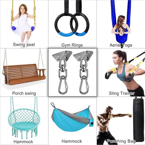 SELEWARE Stainless Steel Swing Hanger Heavy Duty Ceiling Swing Mount Free Swivel Swing Hook Swing Hardware Kit for Yoga Swing Hammock Chair Porch Swing Sets Heavy Punching Bag 1000 LB Capacity in Saudi Arabia