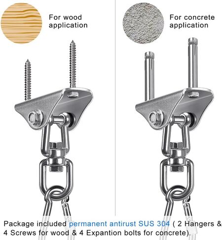 SELEWARE Stainless Steel Swing Hanger Heavy Duty Ceiling Swing Mount Free Swivel Swing Hook Swing Hardware Kit for Yoga Swing Hammock Chair Porch Swing Sets Heavy Punching Bag 1000 LB Capacity in Saudi Arabia