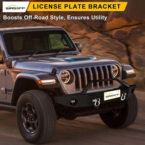 ملاءمة المصد الأمامي لـ Jeep Wrangler JK JL 2007-2025 & Jeep Gladiator JT 2020-2025 W/Winch Plate و Detachable Bar ، LED LIGH in Kuwait