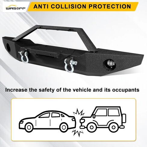 ملاءمة المصد الأمامي لـ Jeep Wrangler JK JL 2007-2025 & Jeep Gladiator JT 2020-2025 W/Winch Plate و Detachable Bar ، LED LIGH in Kuwait