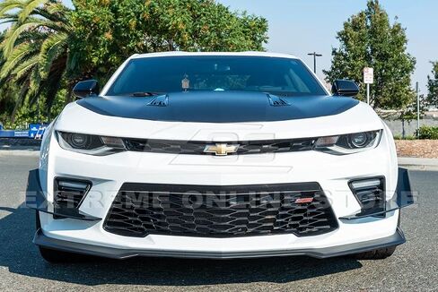 Extreme Online Store Replacement For 2016-2018 Camaro SS | Performance Track Style Front Bumper Side Canard Dive Planes Fin Pair (ABS Plastic - Painted Glossy Black) in Saudi Arabia