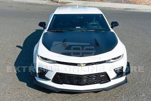 Extreme Online Store Replacement For 2016-2018 Camaro SS | Performance Track Style Front Bumper Side Canard Dive Planes Fin Pair (ABS Plastic - Painted Glossy Black) in Saudi Arabia
