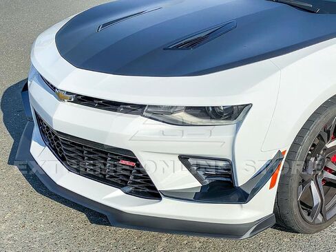 Extreme Online Store Replacement For 2016-2018 Camaro SS | Performance Track Style Front Bumper Side Canard Dive Planes Fin Pair (ABS Plastic - Painted Glossy Black) in Saudi Arabia