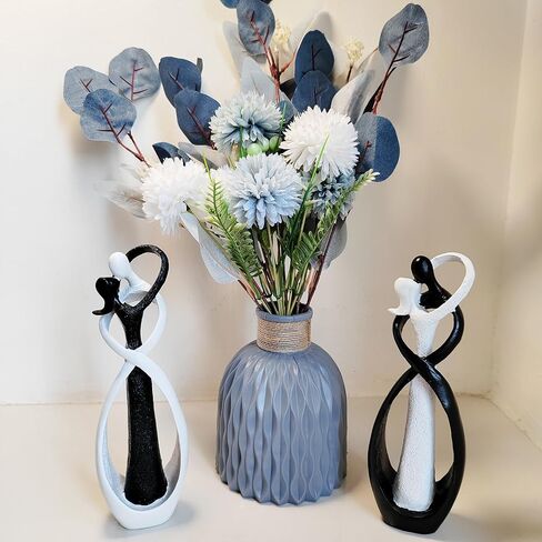 Couple Statue for Home Decor,Hugging Figurines,Modern Romantic Sculptures for Living Room Bedroom Office Decor(White+Black) in Kuwait