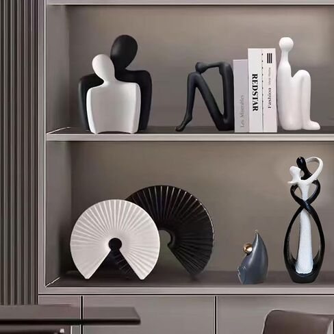 Couple Statue for Home Decor,Hugging Figurines,Modern Romantic Sculptures for Living Room Bedroom Office Decor(White+Black) in Kuwait