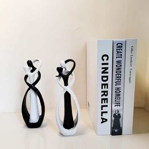 Couple Statue for Home Decor,Hugging Figurines,Modern Romantic Sculptures for Living Room Bedroom Office Decor(White+Black) in Kuwait