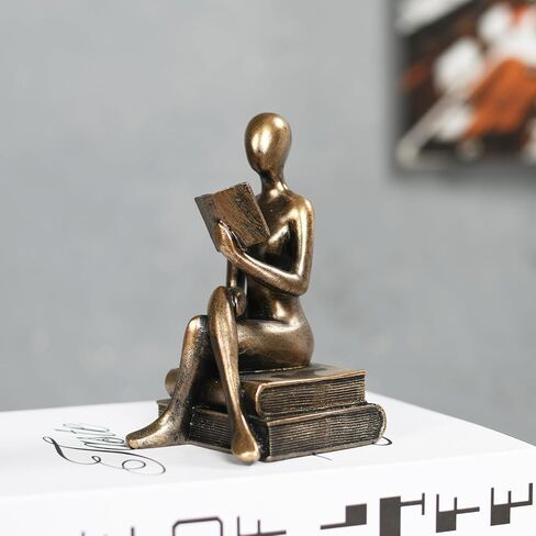 تمثال امرأة مجردة ， ديكور المكتب المنزلي البسيط ، تمثال فني ， القراءة الأنيقة طاولة القهوة على طاولة الكتب الدقيقة الحديثة زخرفة مكتب فريدة من نوعها (الجلوس مع الذهب - الذهب) in Saudi Arabia