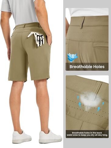 Rdruko Men's Golf Shorts 10" Stretch Quick Dry Lightweight Casual Dress Athletic Shorts with 4 Pockets in Saudi Arabia