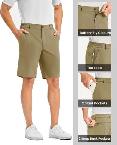 Rdruko Men's Golf Shorts 10" Stretch Quick Dry Lightweight Casual Dress Athletic Shorts with 4 Pockets in Saudi Arabia