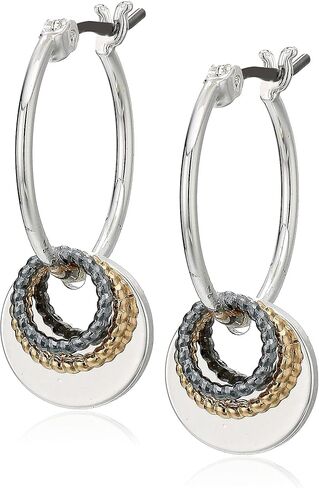 Nine West Women's Shaky Drop Off Hoop Earrings Tri Tone in Saudi Arabia