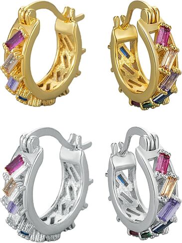 Small Gold Huggie Hoop Earrings For Women Green heart earrings Set Gold Plated Hoop Earrings Hypoallergenic Cubic Zirconia Dangle Jewelry in Saudi Arabia