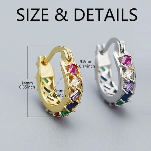 Small Gold Huggie Hoop Earrings For Women Green heart earrings Set Gold Plated Hoop Earrings Hypoallergenic Cubic Zirconia Dangle Jewelry in Saudi Arabia