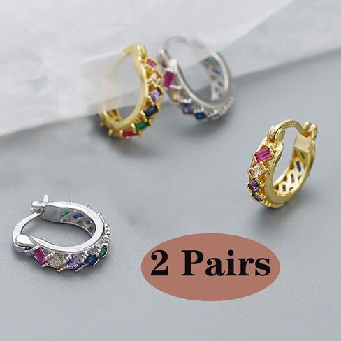 Small Gold Huggie Hoop Earrings For Women Green heart earrings Set Gold Plated Hoop Earrings Hypoallergenic Cubic Zirconia Dangle Jewelry in Saudi Arabia