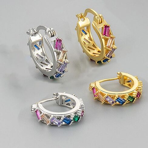 Small Gold Huggie Hoop Earrings For Women Green heart earrings Set Gold Plated Hoop Earrings Hypoallergenic Cubic Zirconia Dangle Jewelry in Saudi Arabia