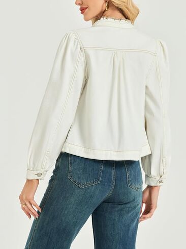 Lifeshe Puff Sleeve Defick Jacket for Women Gruffle Neck Jean Jack in Kuwait