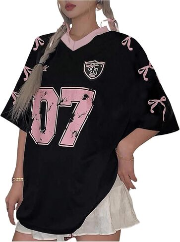Wdirara Women's Bowknot Graphic Football قمصان القميص الخامس in Saudi Arabia