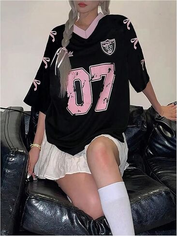 Wdirara Women's Bowknot Graphic Football قمصان القميص الخامس in Saudi Arabia