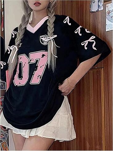 Wdirara Women's Bowknot Graphic Football قمصان القميص الخامس in Saudi Arabia