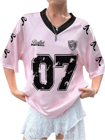 Wdirara Women's Bowknot Graphic Football قمصان القميص الخامس in Kuwait