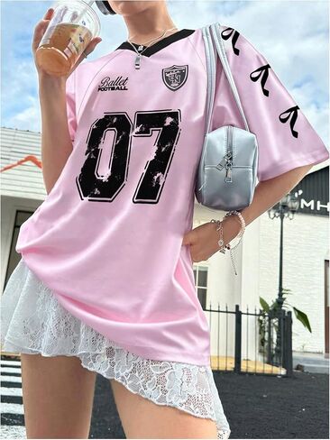 Wdirara Women's Bowknot Graphic Football قمصان القميص الخامس in Kuwait