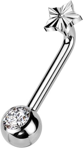 14GA ASTM F-136 زرع منجم Titanium Tittanium Tournely Lounting Star و CZ Crystal Ball End in Saudi Arabia