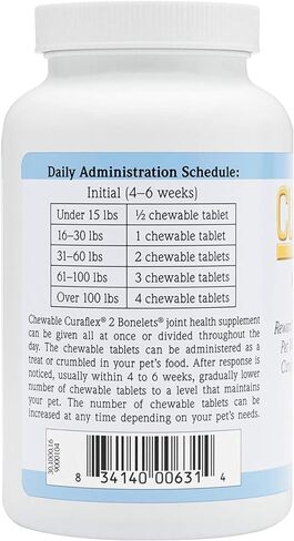 Nutramax Laboratories Curaflex 2 Joint Health Supplement for Dogs, 120 Chewable Tablets in Kuwait