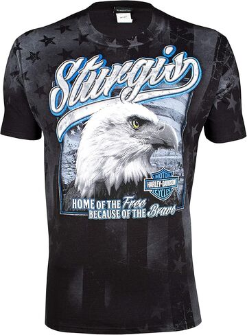 Harley-Davidson Sturgis Men's Black Black Flag Print There Shirt Sleeve (2XL) in Saudi Arabia