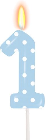 Blue Polka Dot Number 1 Candle, First Birthday Decorations for Boys, Happy Birthday Cake Topper for Party Supplies & Favors in Kuwait