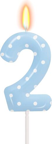 Blue Polka Dot Number 1 Candle, First Birthday Decorations for Boys, Happy Birthday Cake Topper for Party Supplies & Favors in Kuwait