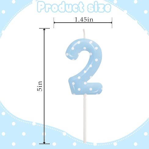 Blue Polka Dot Number 1 Candle, First Birthday Decorations for Boys, Happy Birthday Cake Topper for Party Supplies & Favors in Kuwait