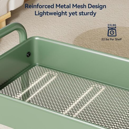 Yasonic 3 Tier Rolling Cart - عربة فائدة معدنية مع عجلات ، أكواب معلقة ، خطافات ، منظم عربة تخزين شبكية شاملة ، عربة مركبة لمكتب المطبخ ، الوزن الخفيف والقوي in Kuwait