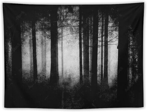 Gothic Forest Tapestry Foggy Mysterious Ghost Forest Wall Hanging Nature Landscape Scenery Tapestry Decor for Living Room Bedroom 40" X30" in Saudi Arabia